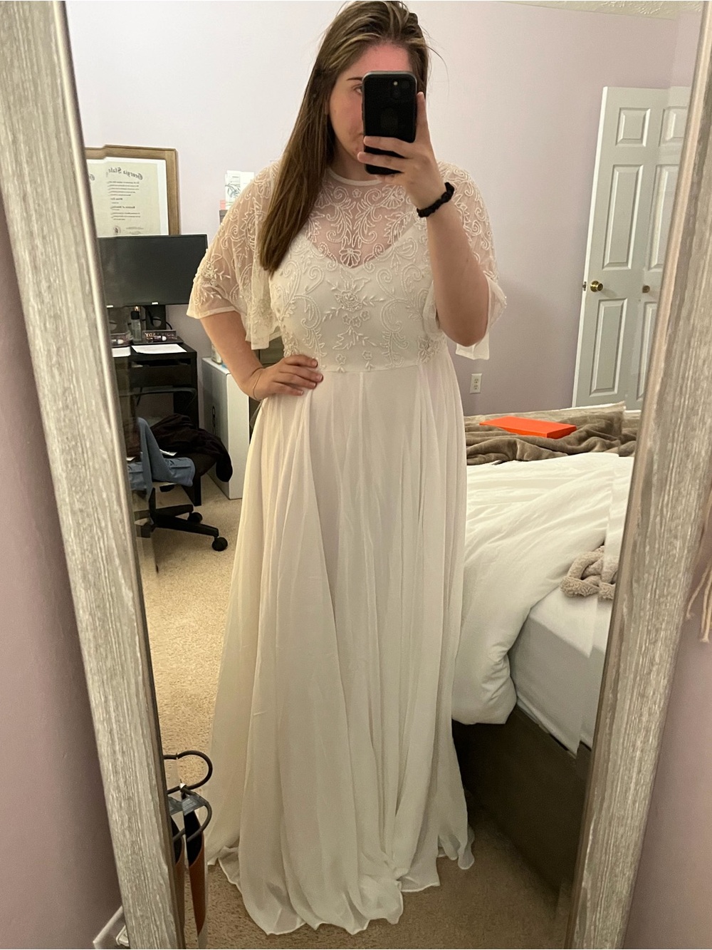ASOS Ivory Lace Bodice & Chiffon Maxi Wedding Dress